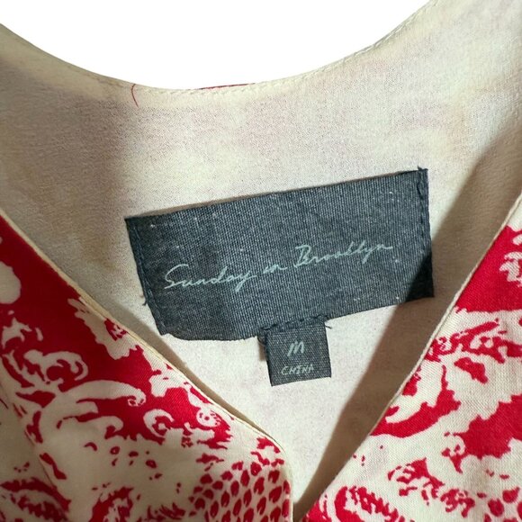 Anthropologie Sunday in Brooklyn Lace Maxi Dress Women's Medium Red Crochet - Picture 6 of 9